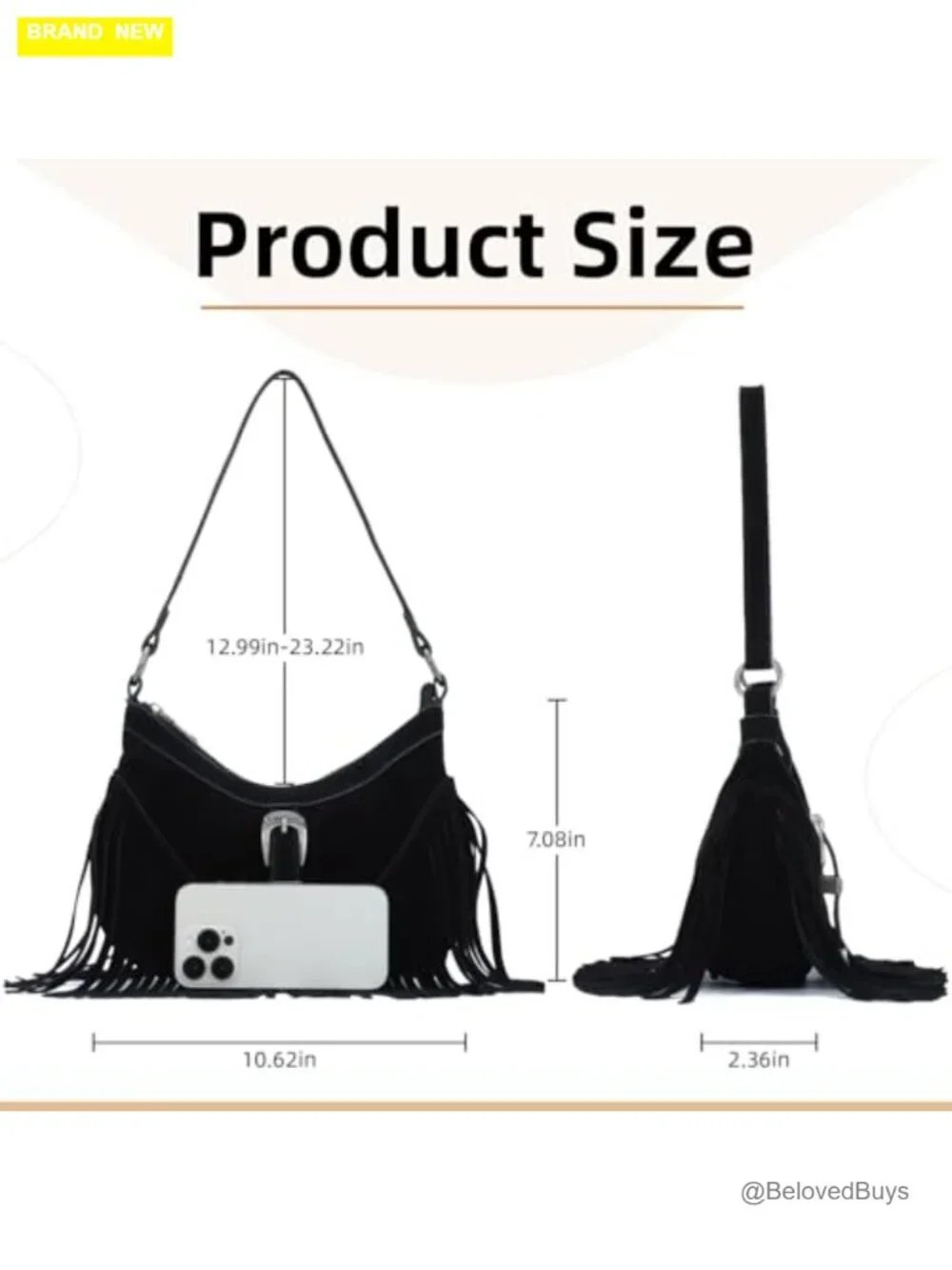Faux Leather Fringe Hobo Purse with Tassel Detachable Straps